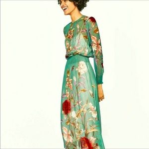Zara midi floral print flowing dress